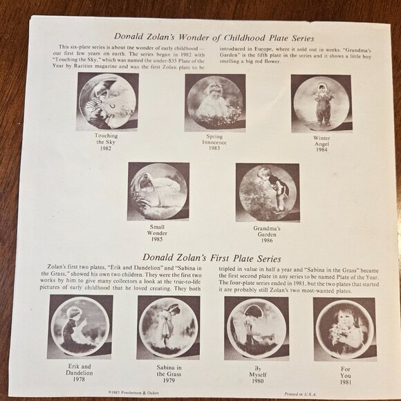 Donald Zolan Van Hygan & Smythe Inc. Grandma's Garden Collectors Plate 1986 - Picture 7 of 9